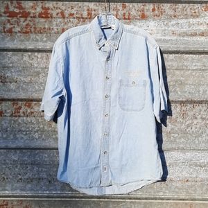 Denim Short Sleeve Button Up Shirt